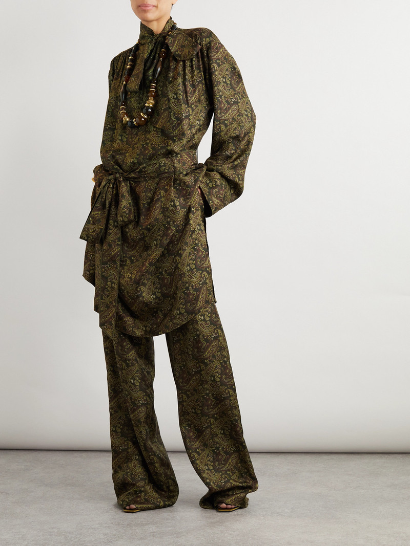 SAINT LAURENT Pussy-bow Belted Paisley-print Silk-twill Mini Dress outlook