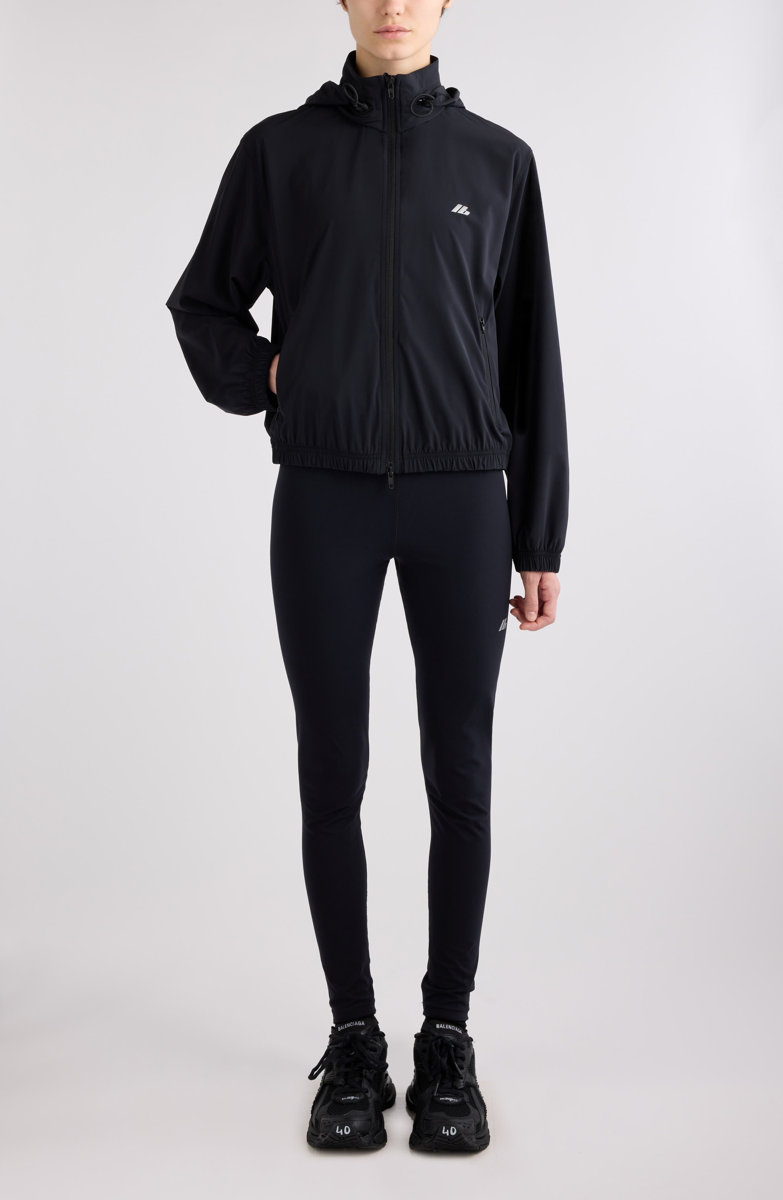 Balenciaga Logo Leggings in 1081 Black/Reflective at Nordstrom - 2