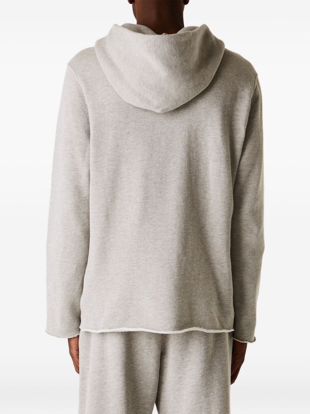 raw-edge front-zip hoodie - 3