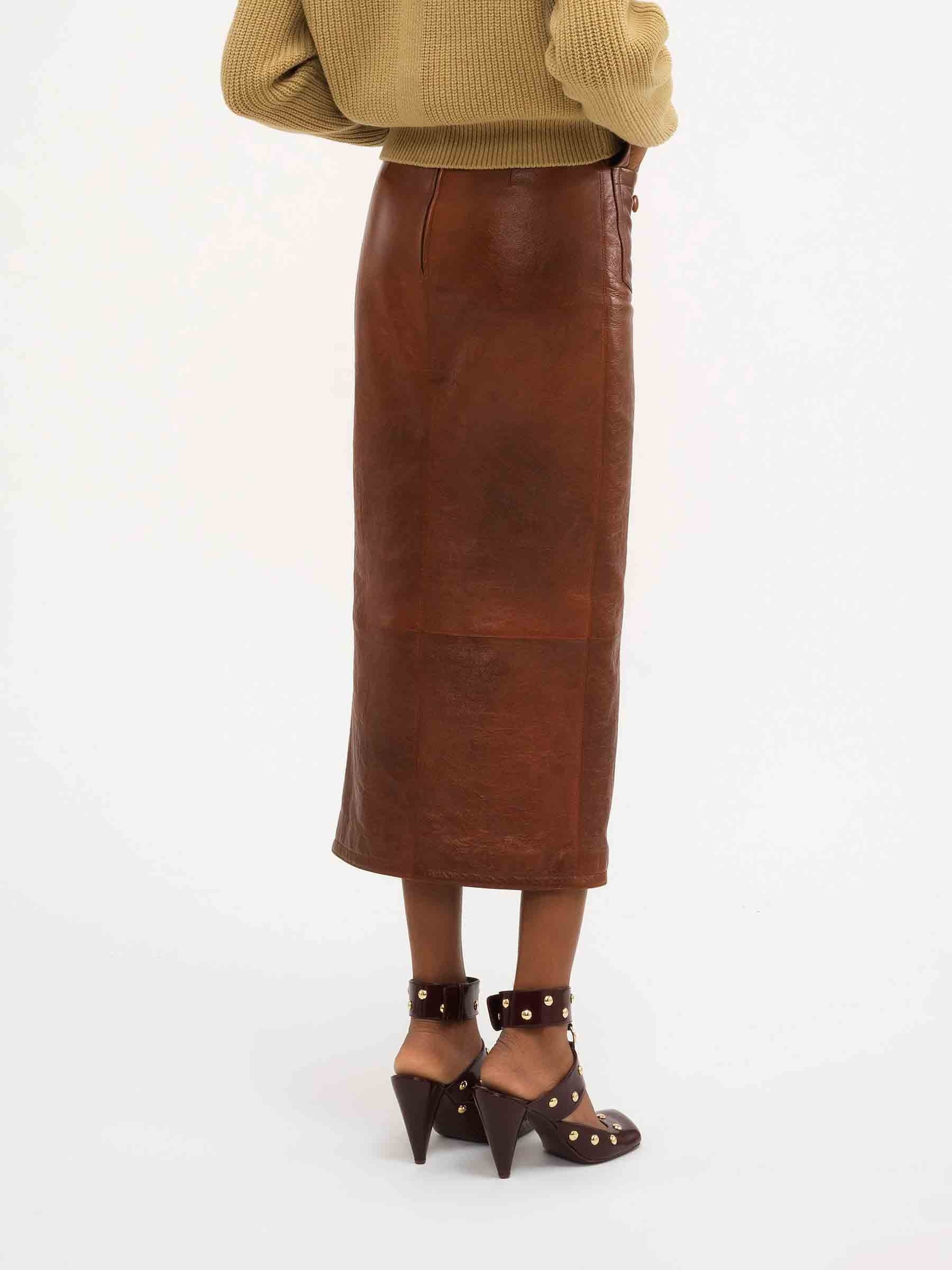 MIDI LEATHER SKIRT - 5