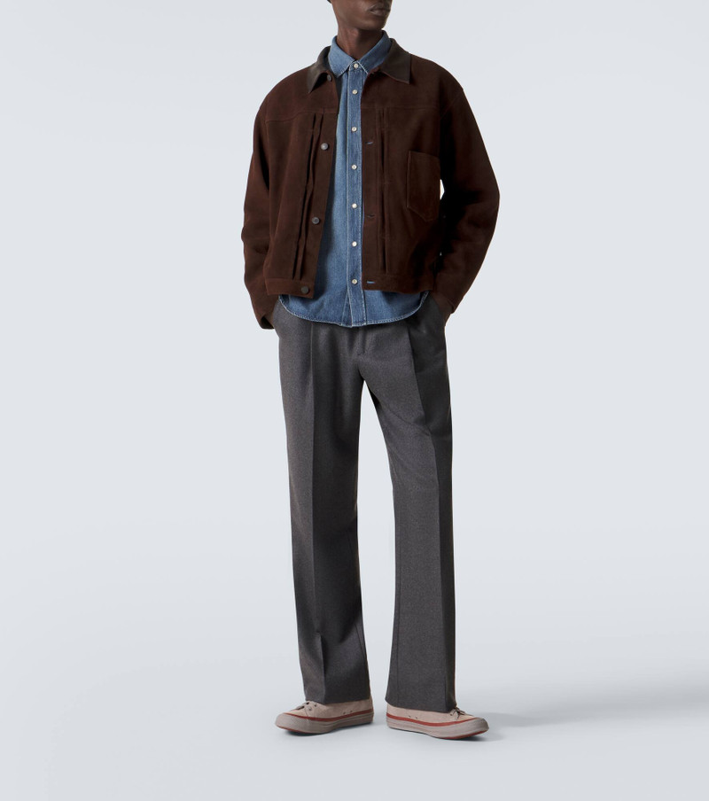 A.PRESSE 1st Type leather-trimmed suede jacket outlook