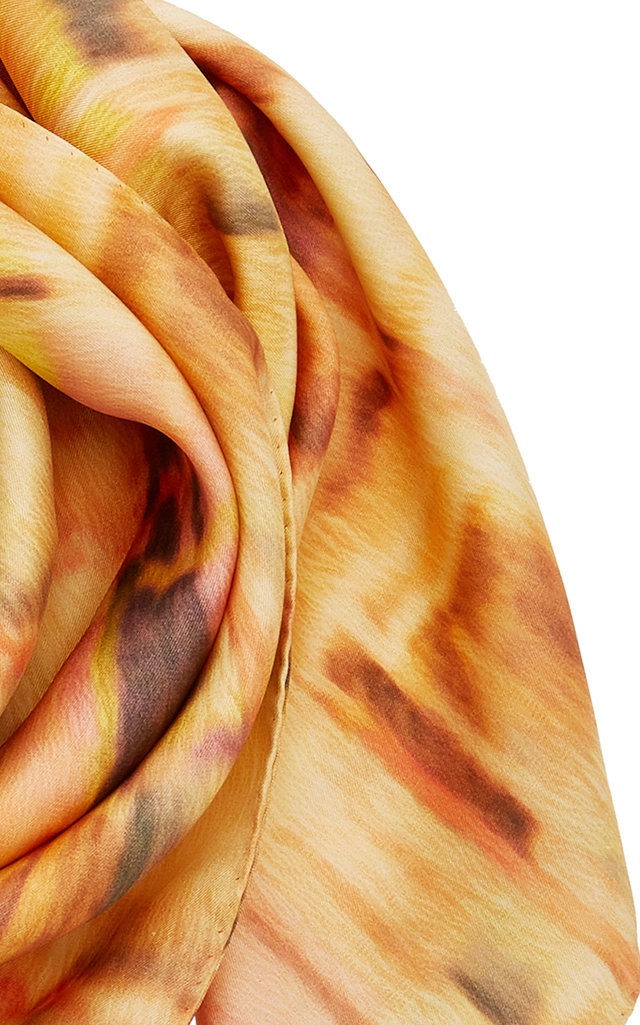 Gaia's Printed Silk Scarf orange - 5