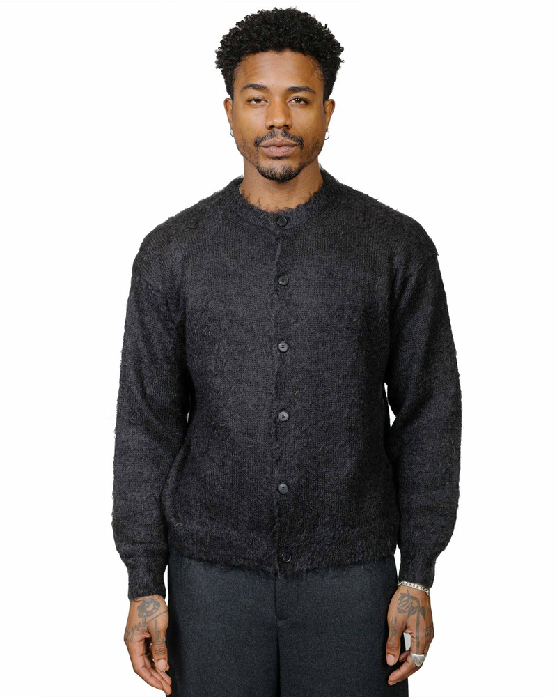 AURALEE Brushed Super Kid Mohair Knit Cardigan Ink Black outlook
