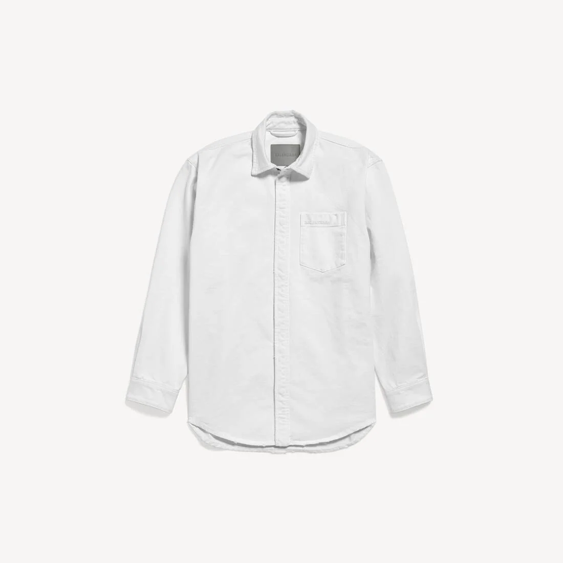 Men's Denim Long Sleeve Shirt in White - 1