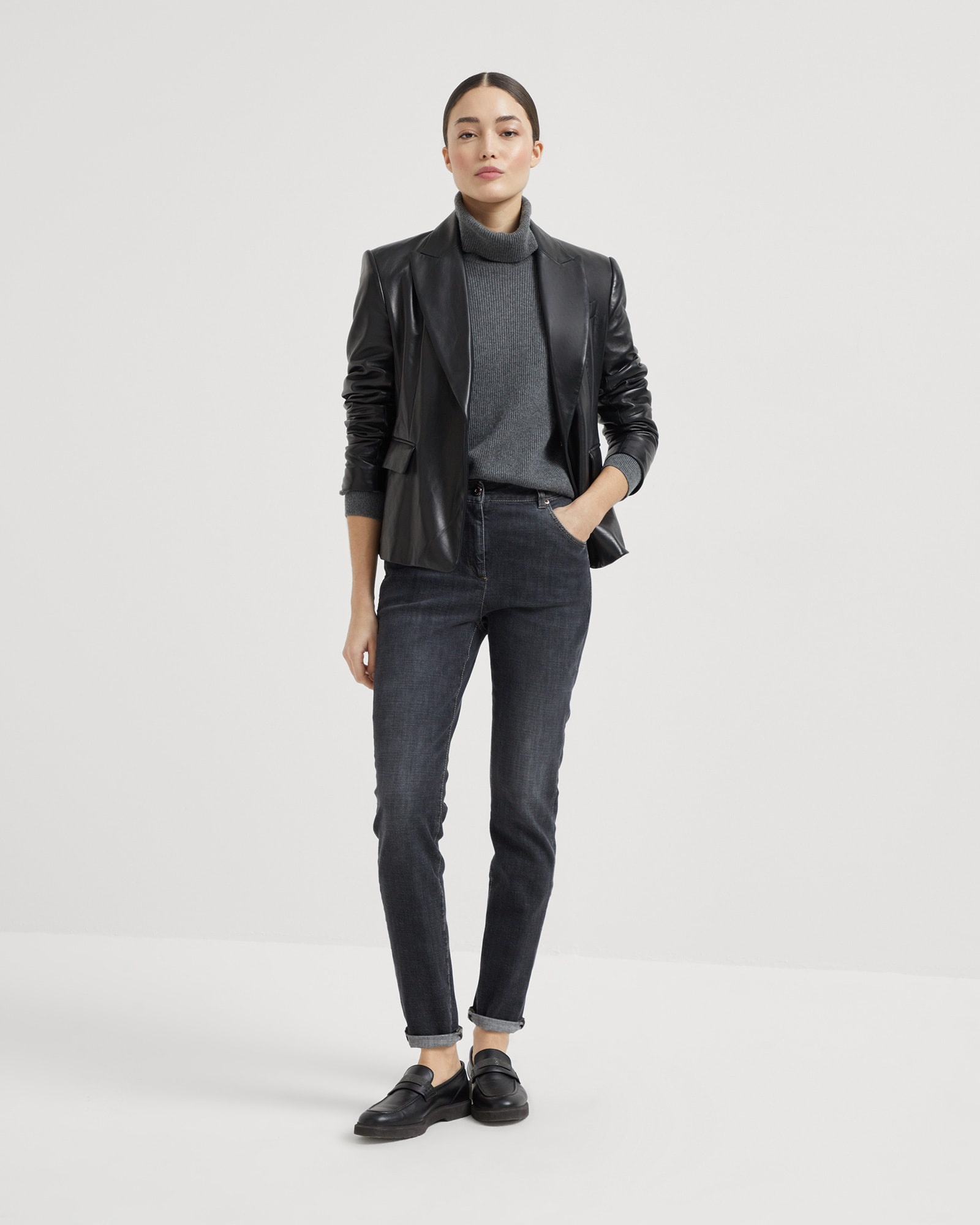 Cashmere English rib turtleneck sweater with monili - 5