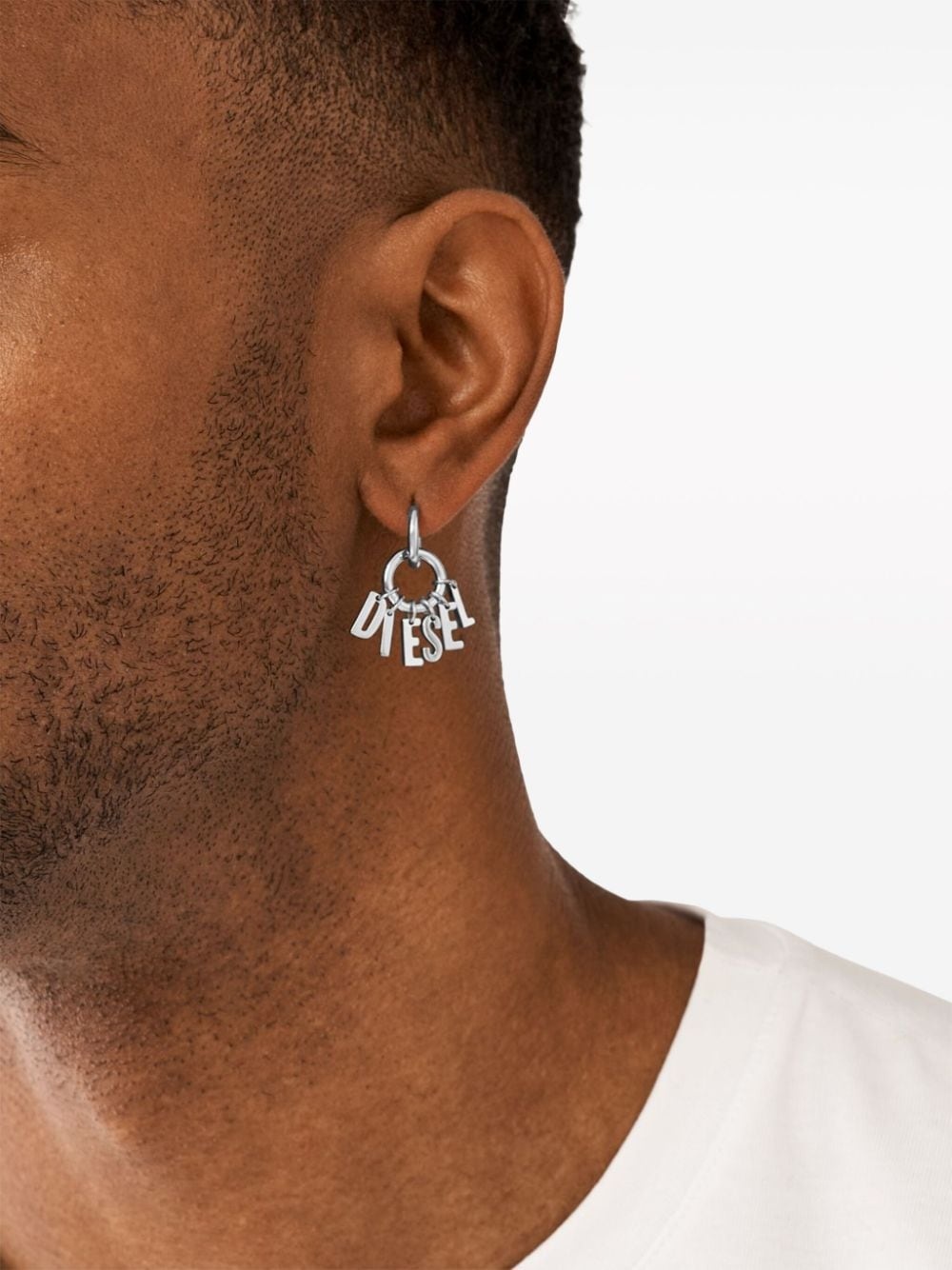 ☆DIESEL☆ D Logo Hoop Earrings DX1364931 Diesel logo-lettering hoop earrings | farfetch | REVERSIBLE