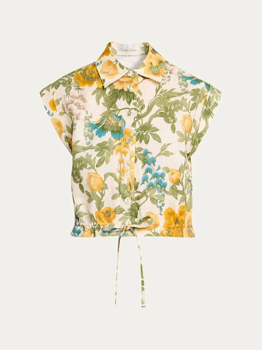 Octavia Floral Linen Top - 1
