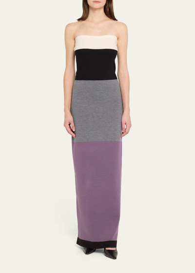 ZANKOV Zorina Colorblock Strapless Wool Maxi Dress outlook