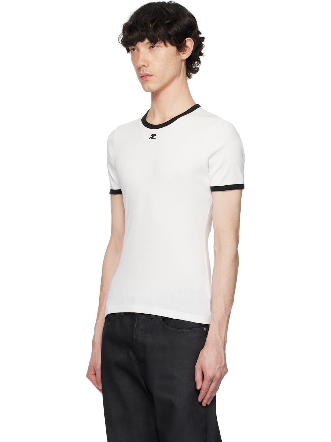 White & Black Signature Contrast T-Shirt - 4