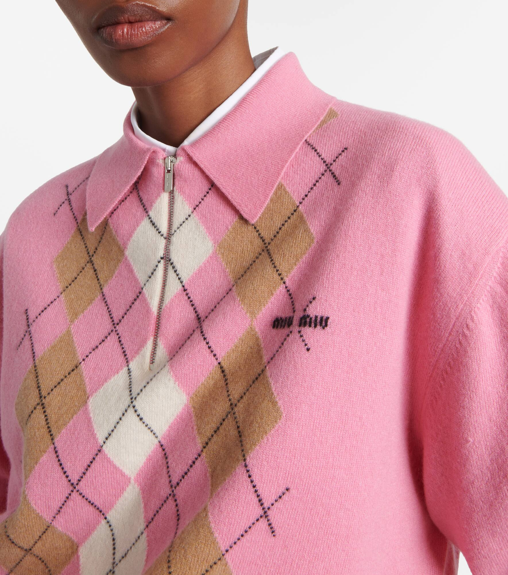 Argyle cashmere polo sweater - 4