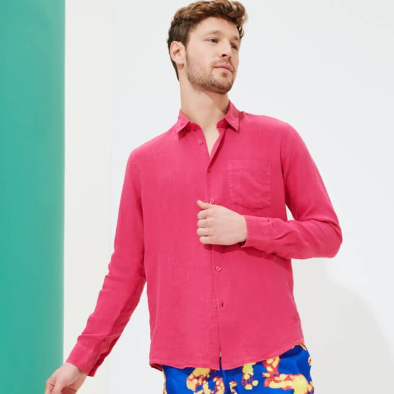 Men Linen Shirt Solid 3