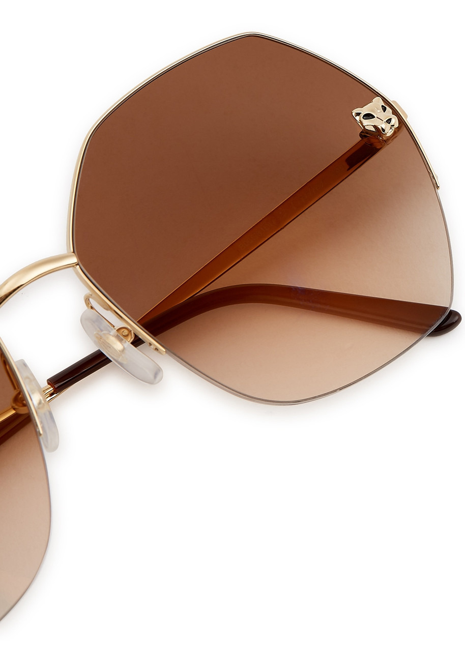 Cartier Panthère De Cartier Gold-tone Oversized, Sunglasses, Half Rim - 8