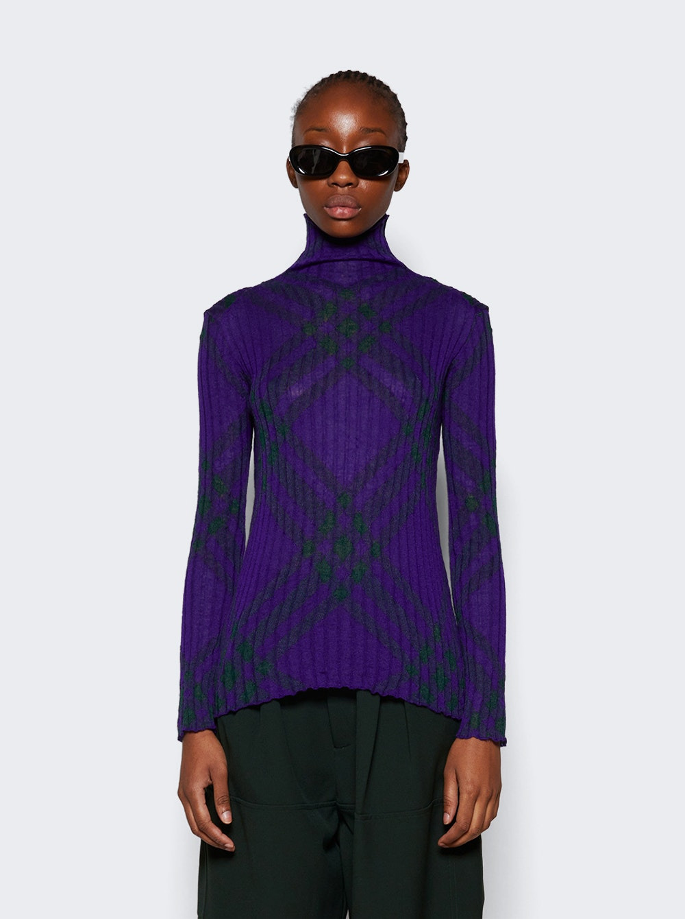 Check Mohair Blend Sweater Royal - 3