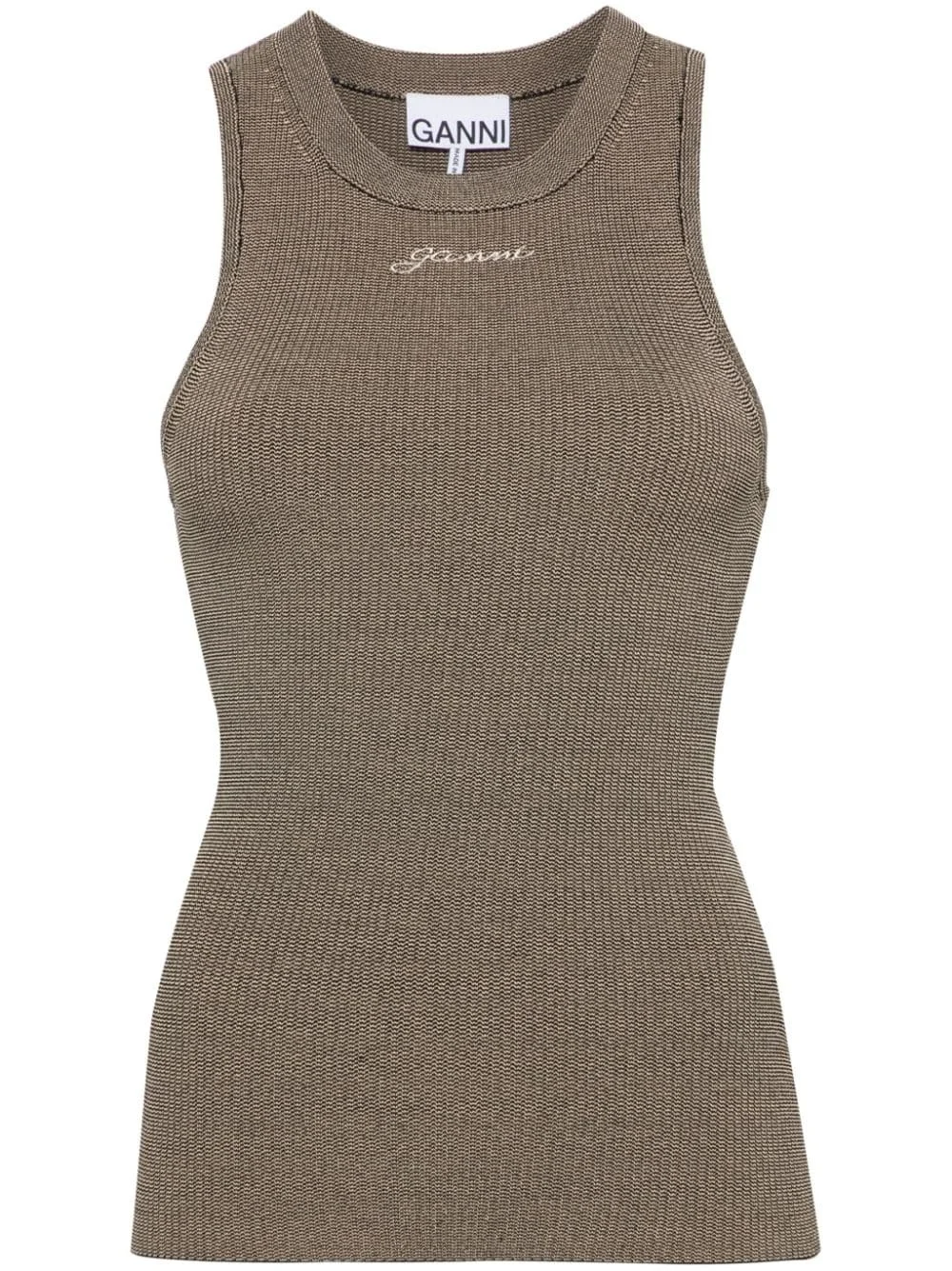 logo-embroidered knitted tank top - 1