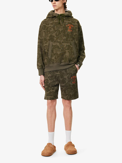 A BATHING APE® Asia Camo brand-embroidered cotton-jersey shorts outlook