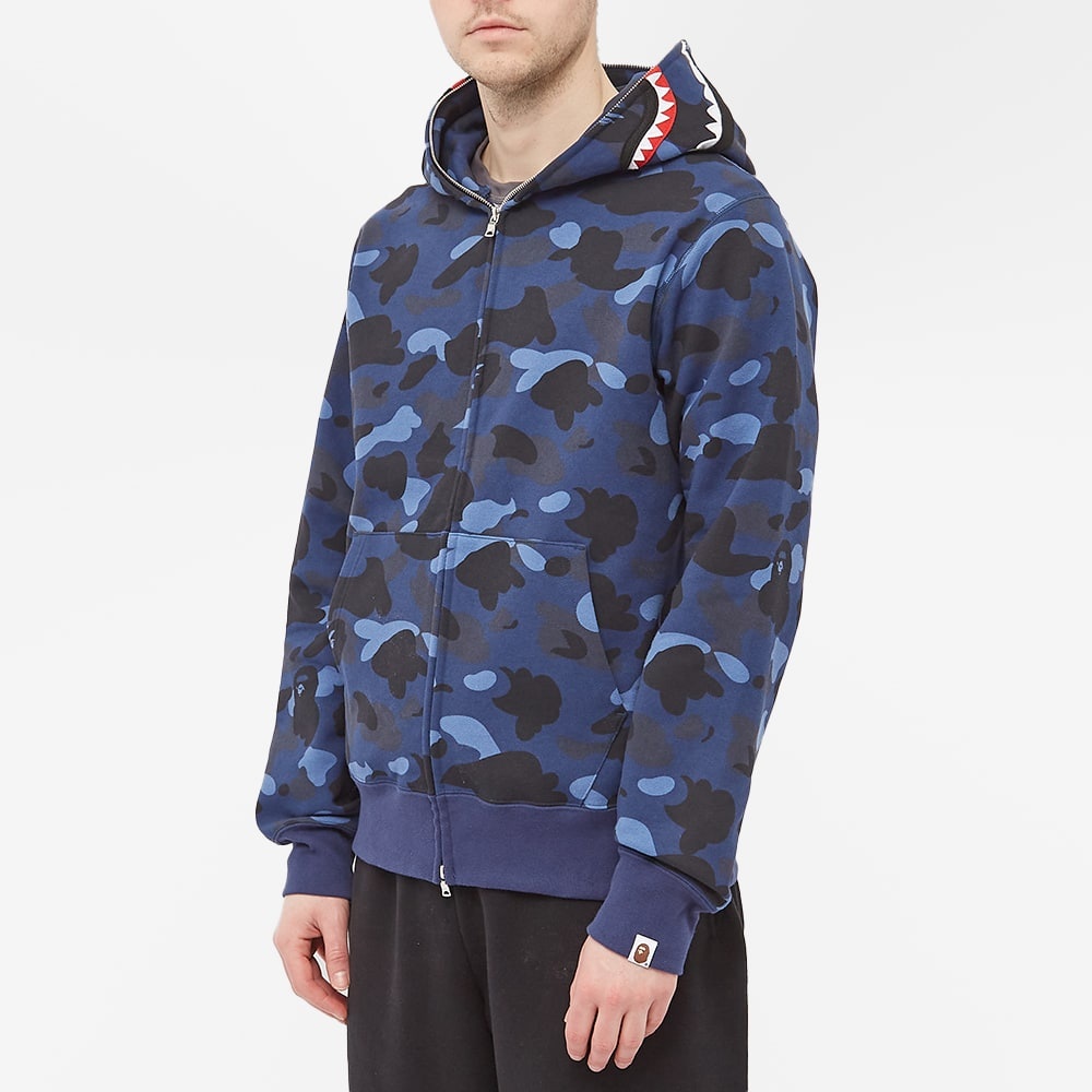 Bape color camo shark hot sale full zip hoodie blue