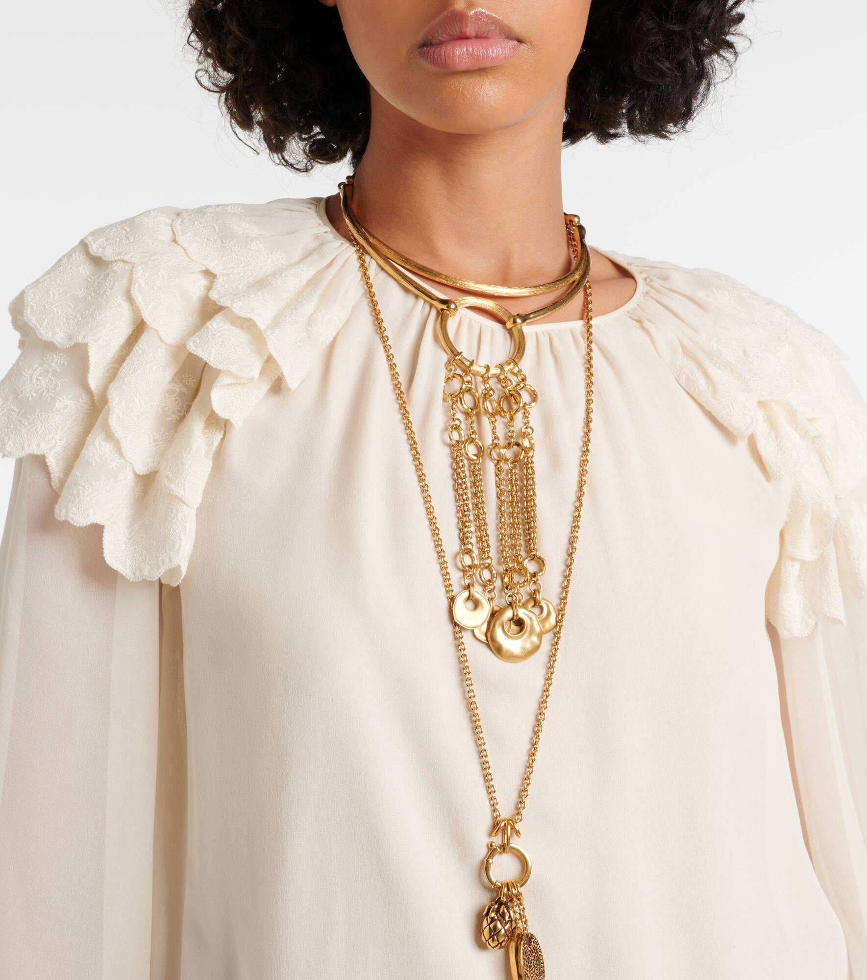 Ruffled silk blouse - 4