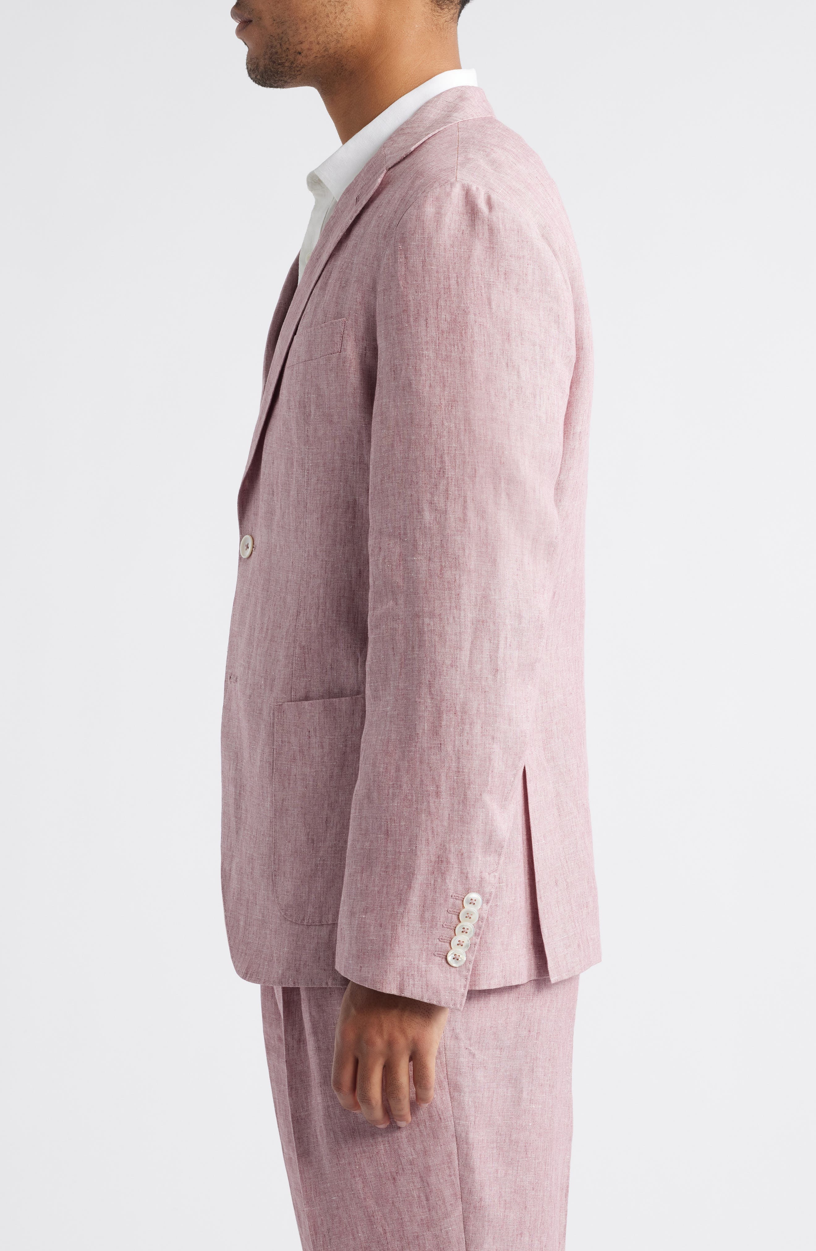 BOSS Heston Soft Linen Sport Coat in Dark Pink at Nordstrom - 3