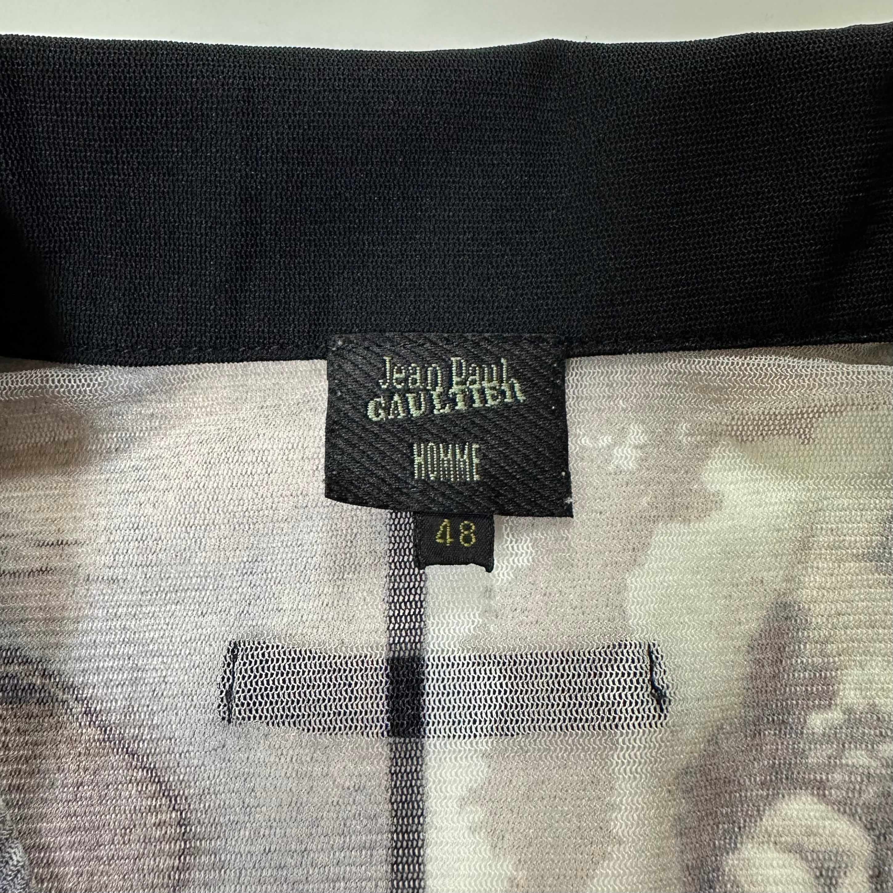 JEAN PAUL GAULTIER Spring Summer 2002 Portrait Photo Print Mesh Polo Shirt - 4