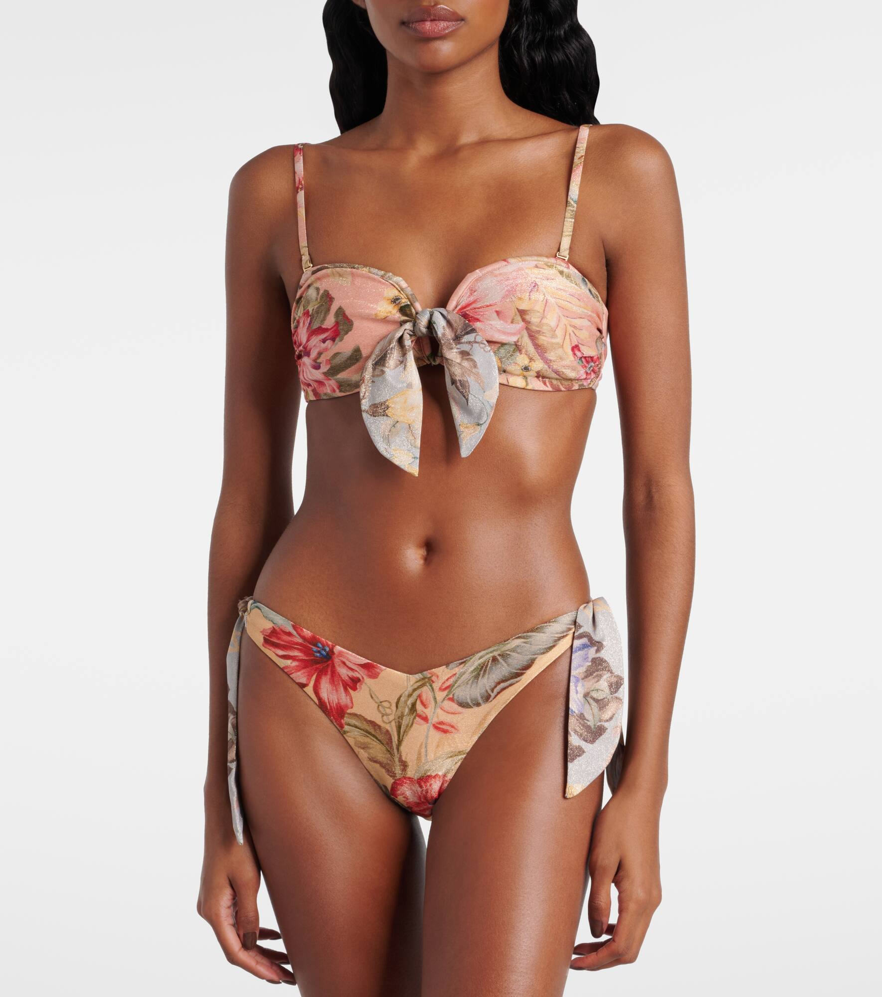 Coco bow-detail floral bikini top - 5