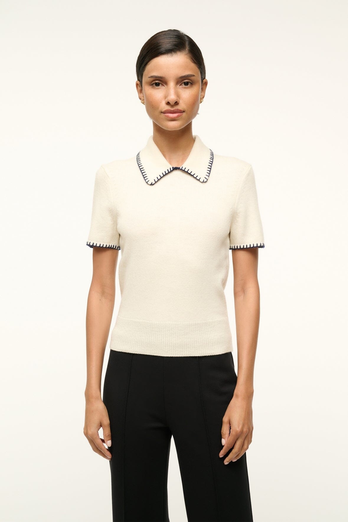 STAUD WINDSOR TOP IVORY NAVY - 1
