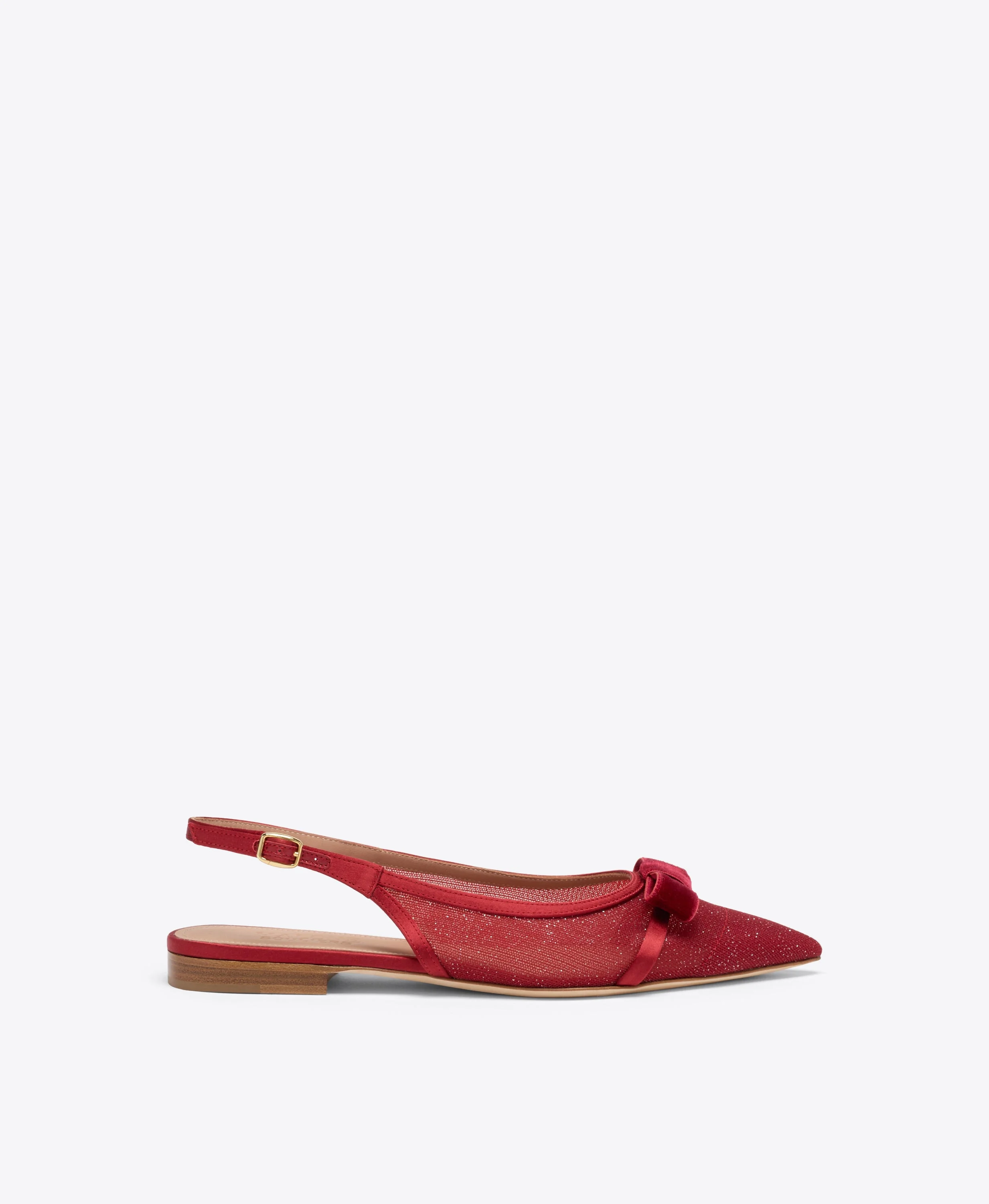 Jama Red Glitter Mesh Flat Slingbacks - 1