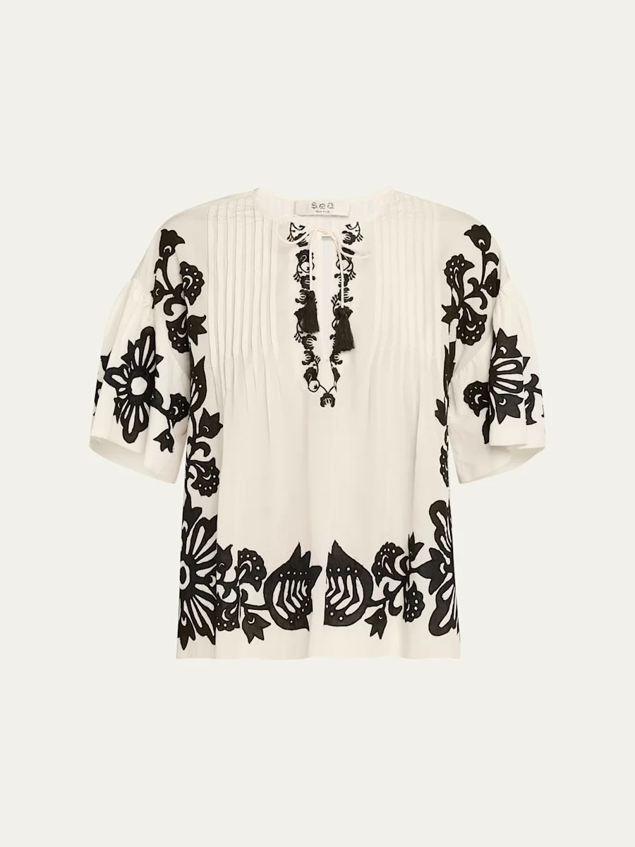 Liliana Short-Sleeve Appliqué Top - 1