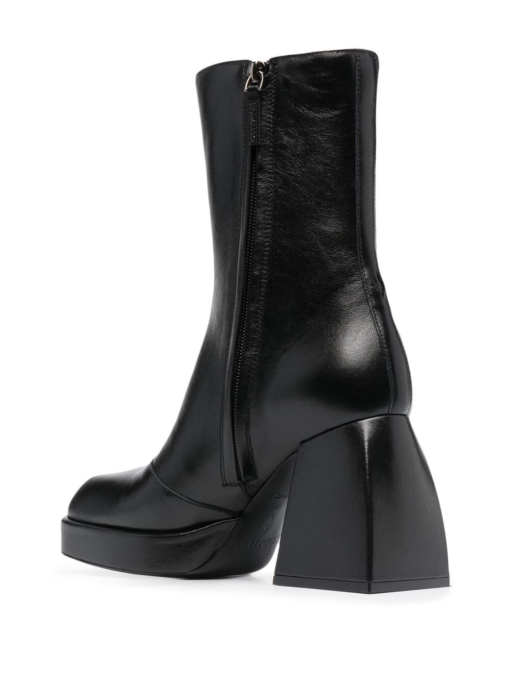 block-heel leather boots - 3