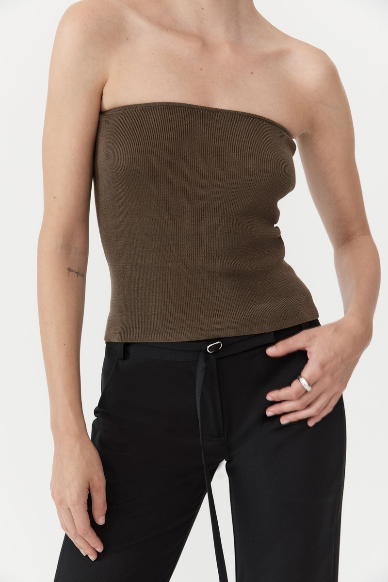 90s Strapless Knit Top - Kelp 3