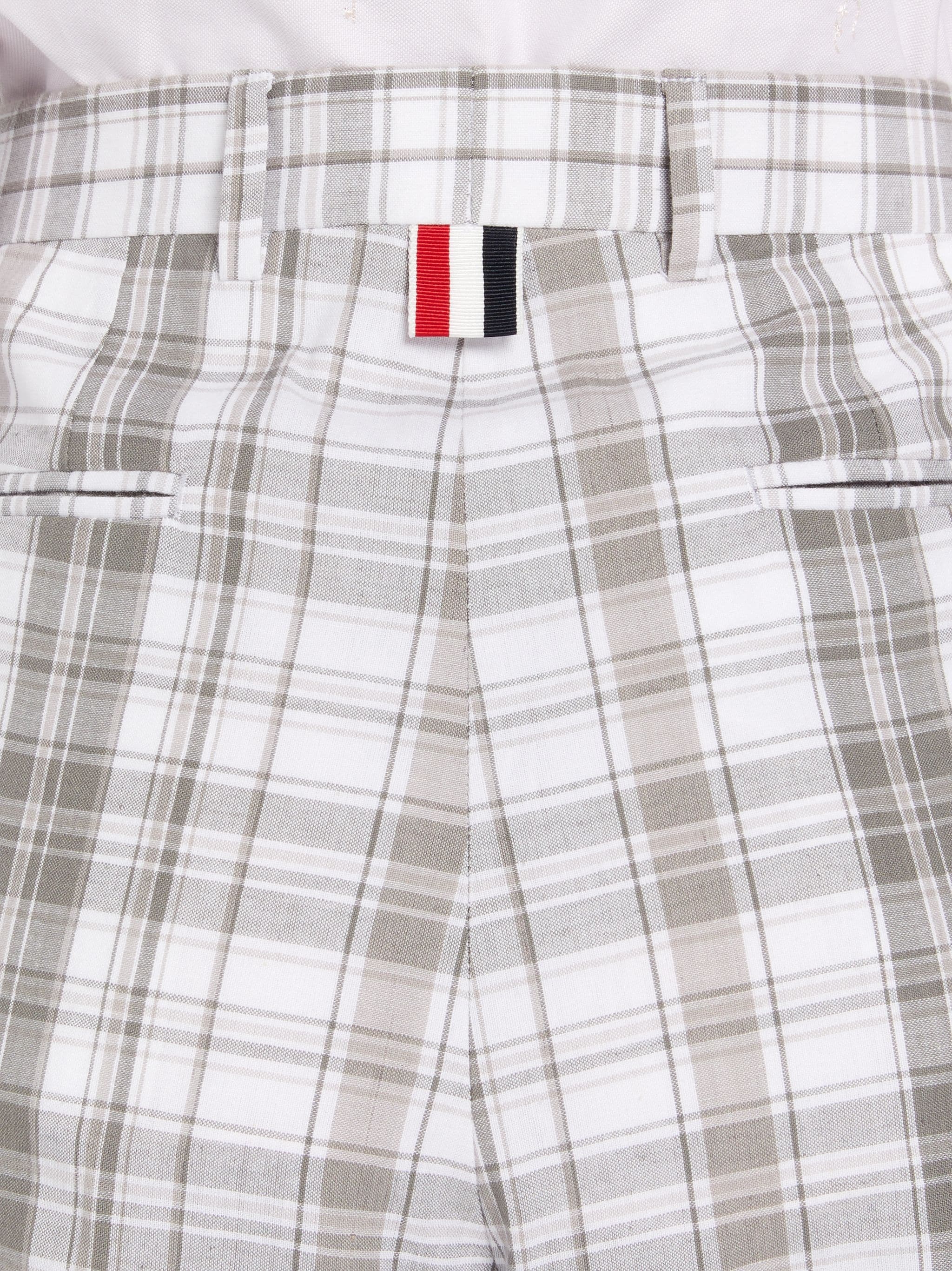 Medium Grey Stripe Plaid Oxford 4-Bar Sack Short - 6