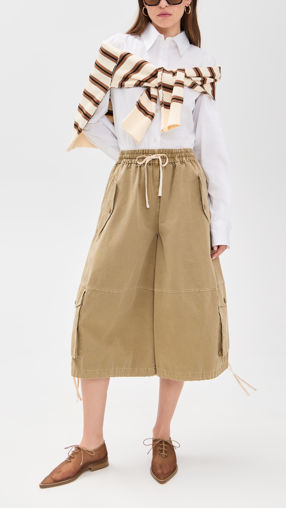 Pointed Mesh Lace Up Flats - 2