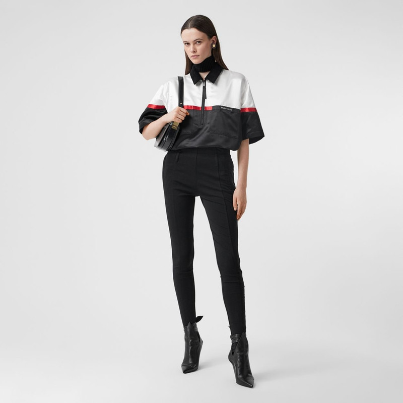 Burberry Colour Block Silk Satin Oversized Bowling Shirt outlook