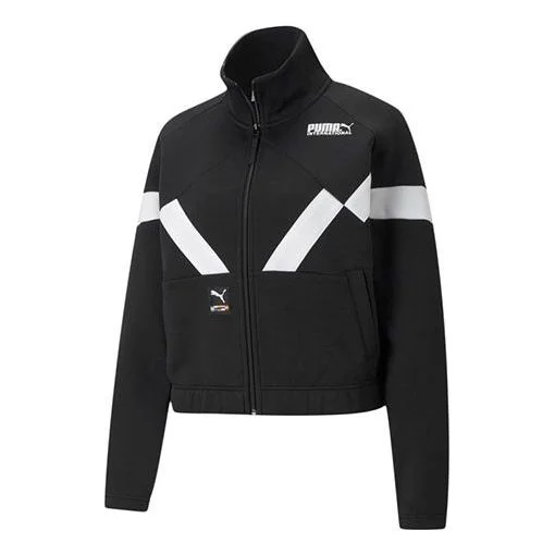 (WMNS) PUMA Pi Dblknit Logo Printing Stand-up Collar Jacket Black 531347-01 - 1
