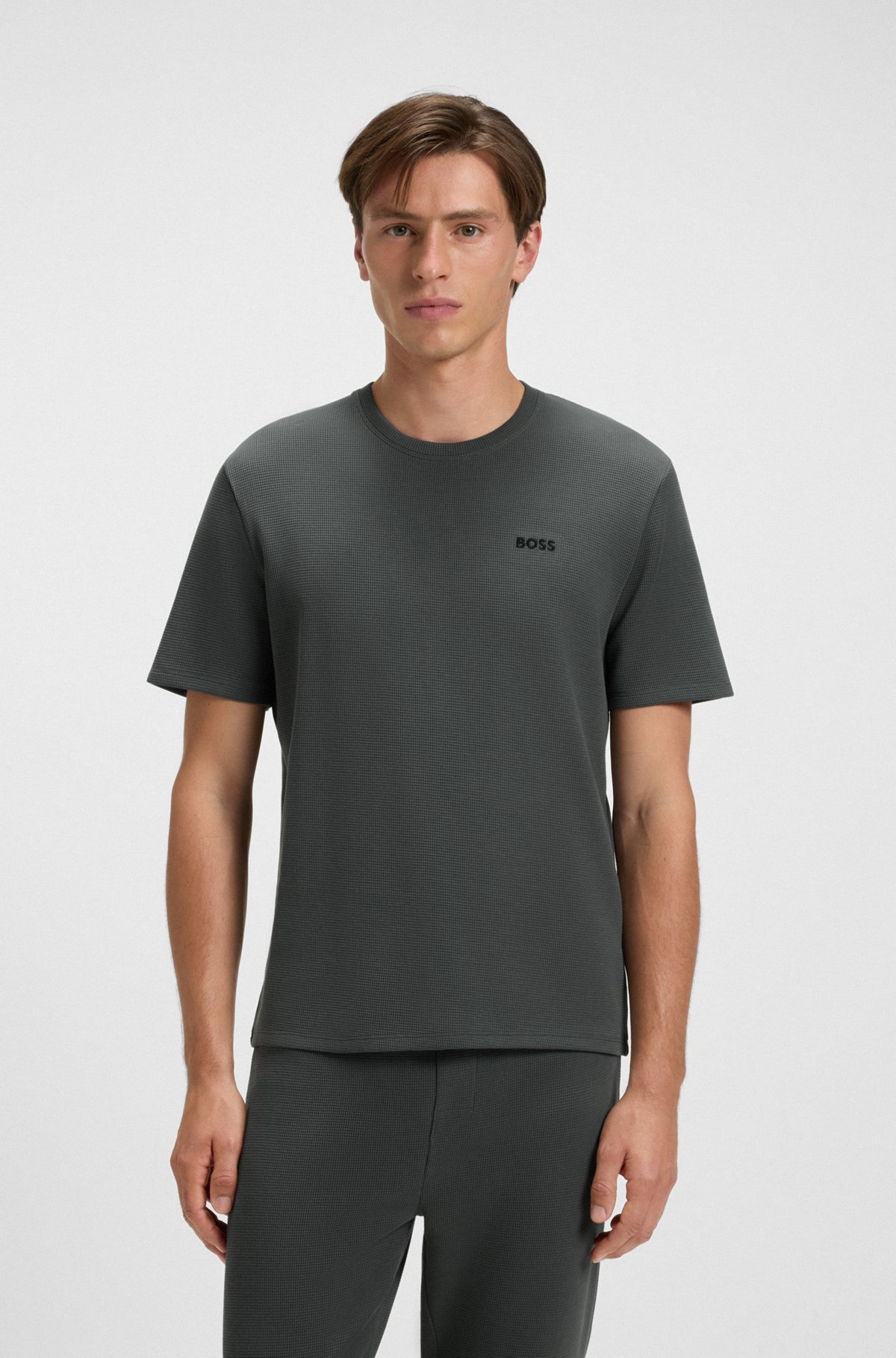 COTTON-BLEND PYJAMA T-SHIRT WITH EMBROIDERED LOGO - 2