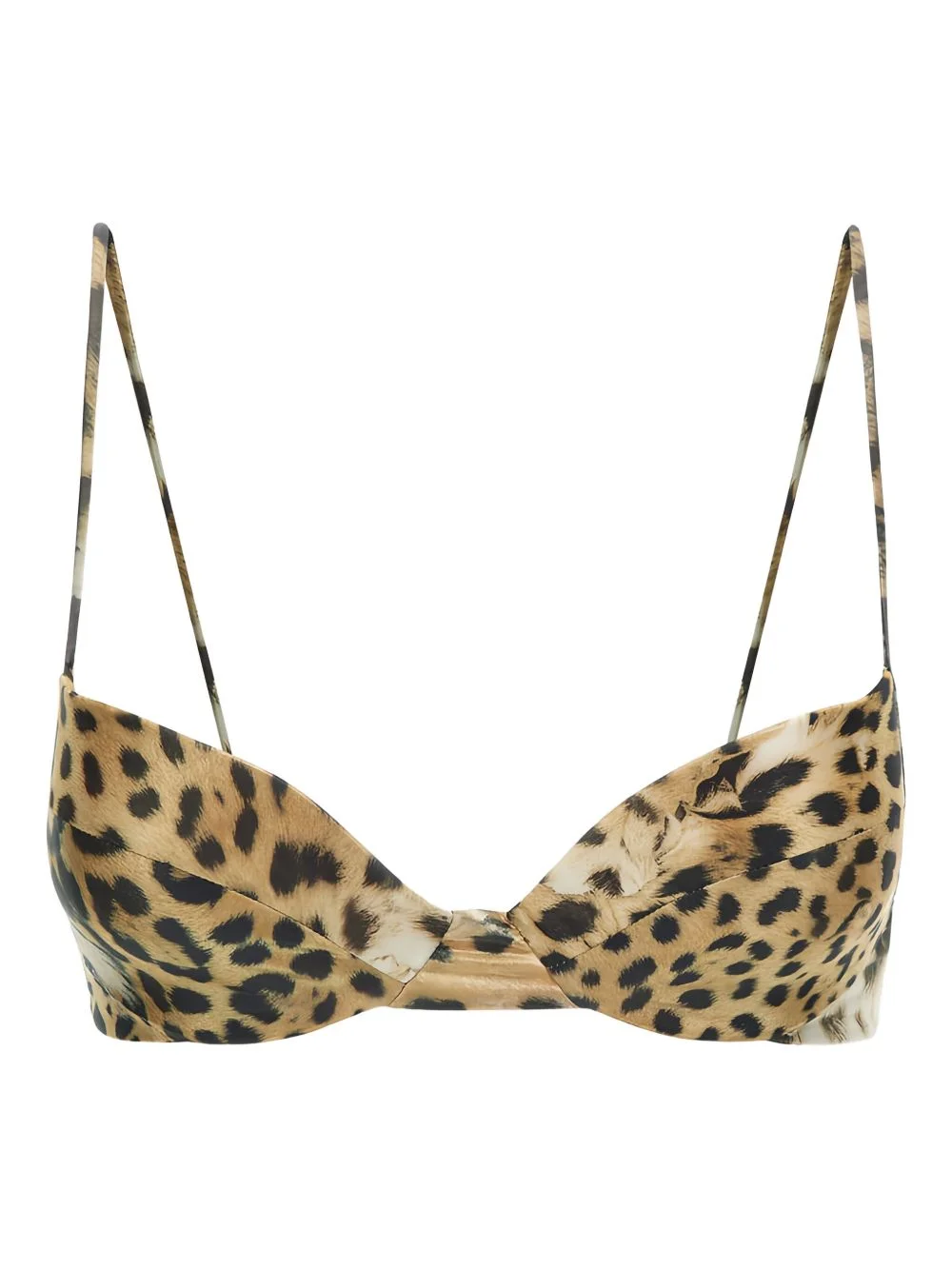 leopard-print triangle bikini top - 1