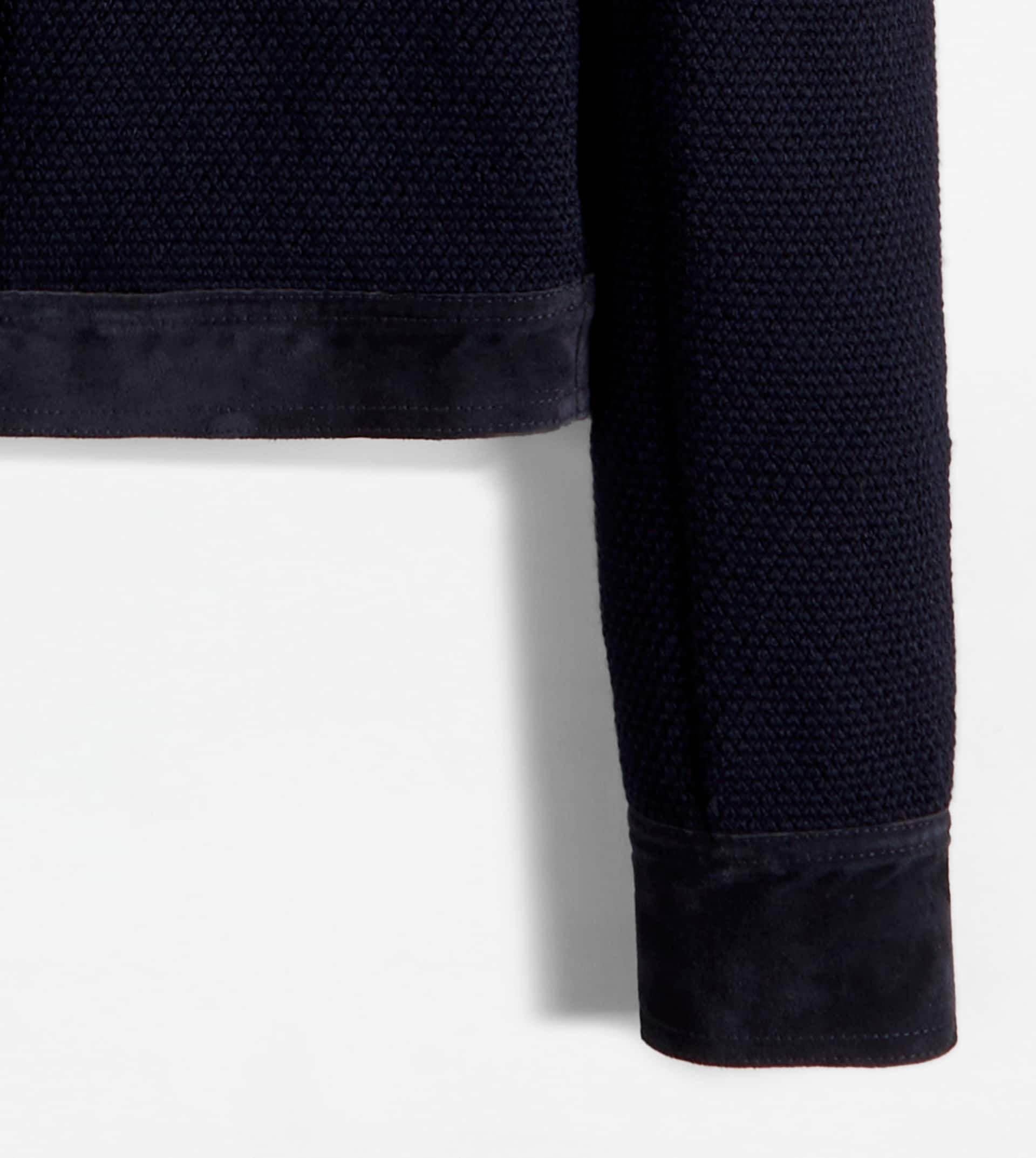 JACKET IN WOOL WITH SUEDE DETAILING - BLUE - 3