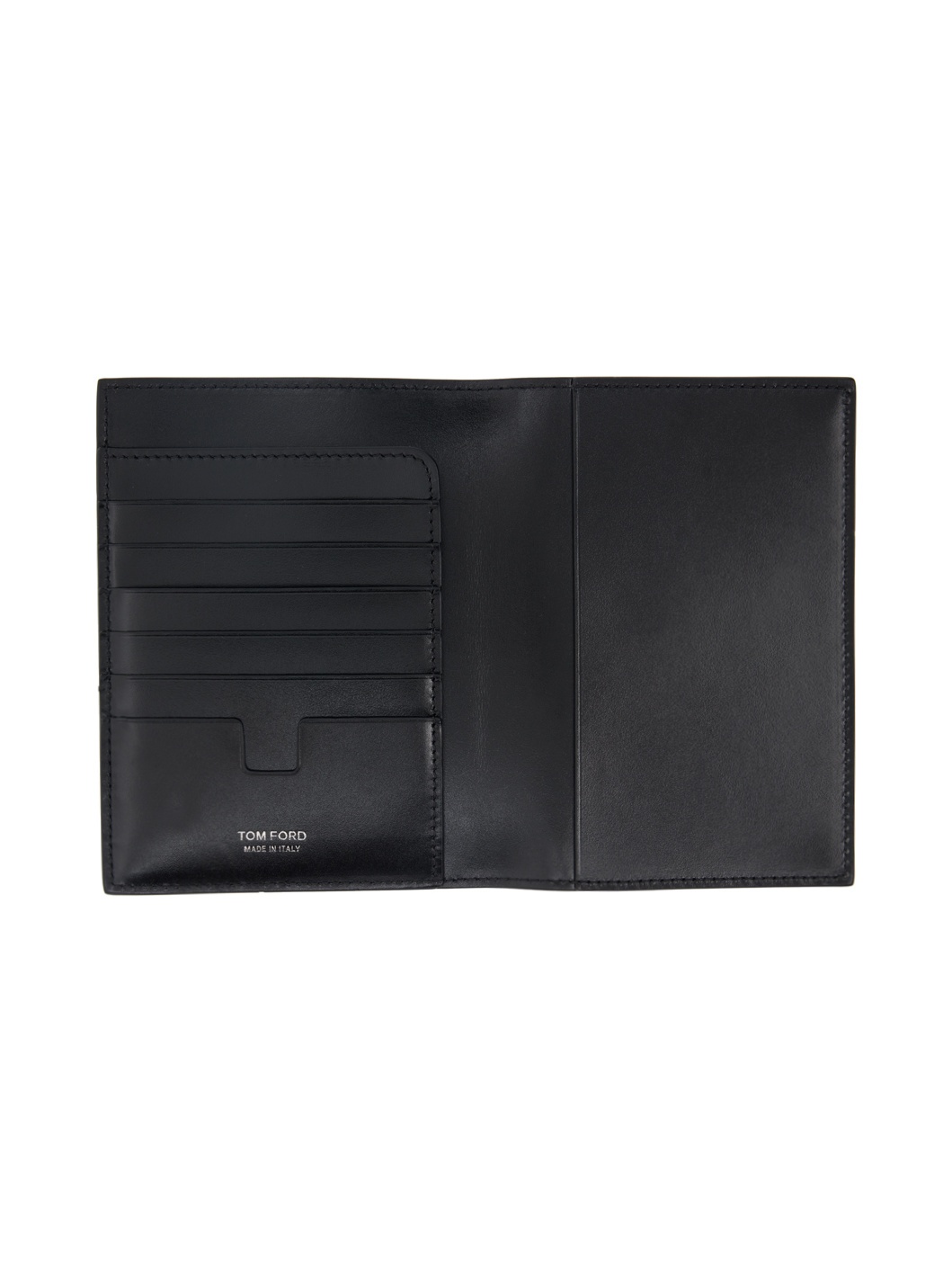 Black Leather T Line Passport Holder - 3