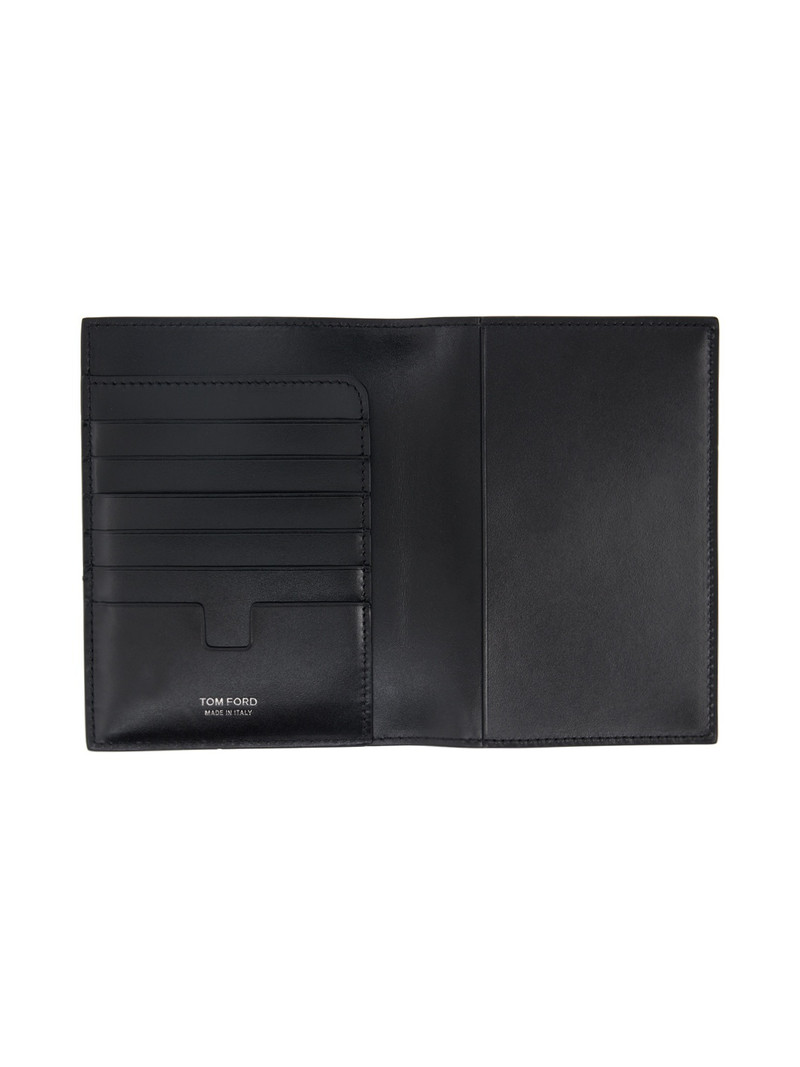Black Leather T Line Passport Holder 3