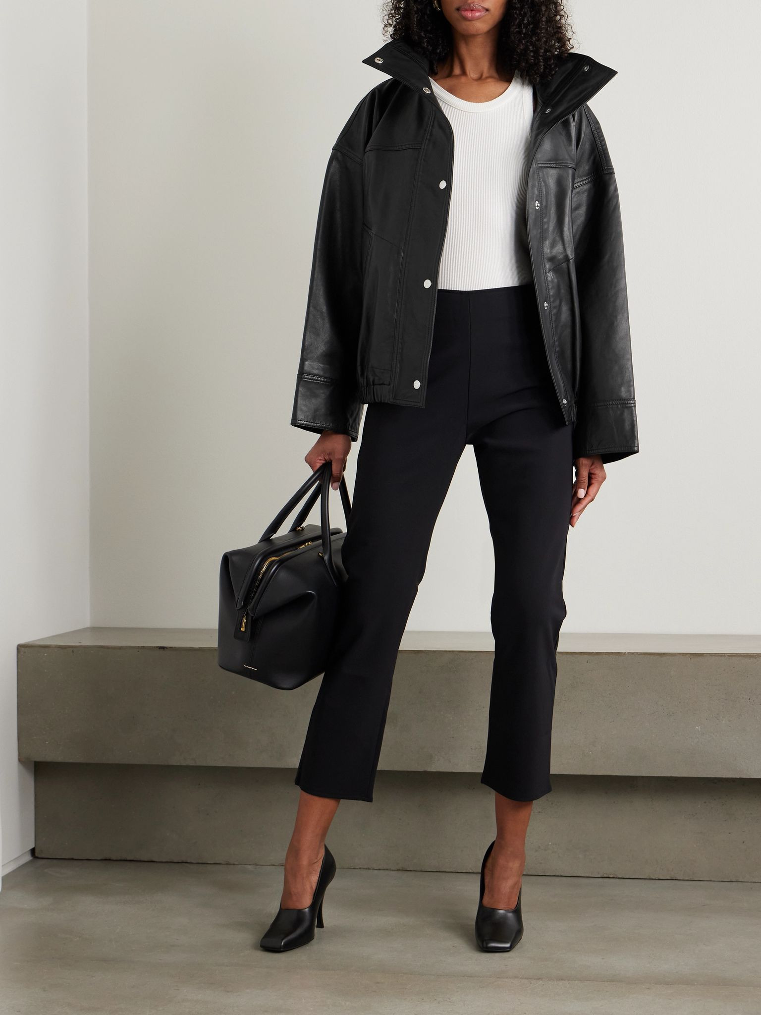 Leather bomber jacket Black - 2