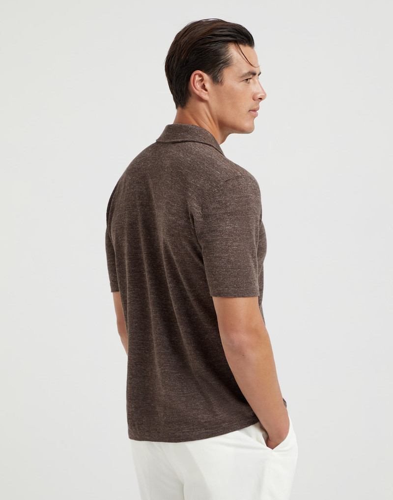 Brunello Cucinelli Linen and cotton short sleeve knit shirt outlook