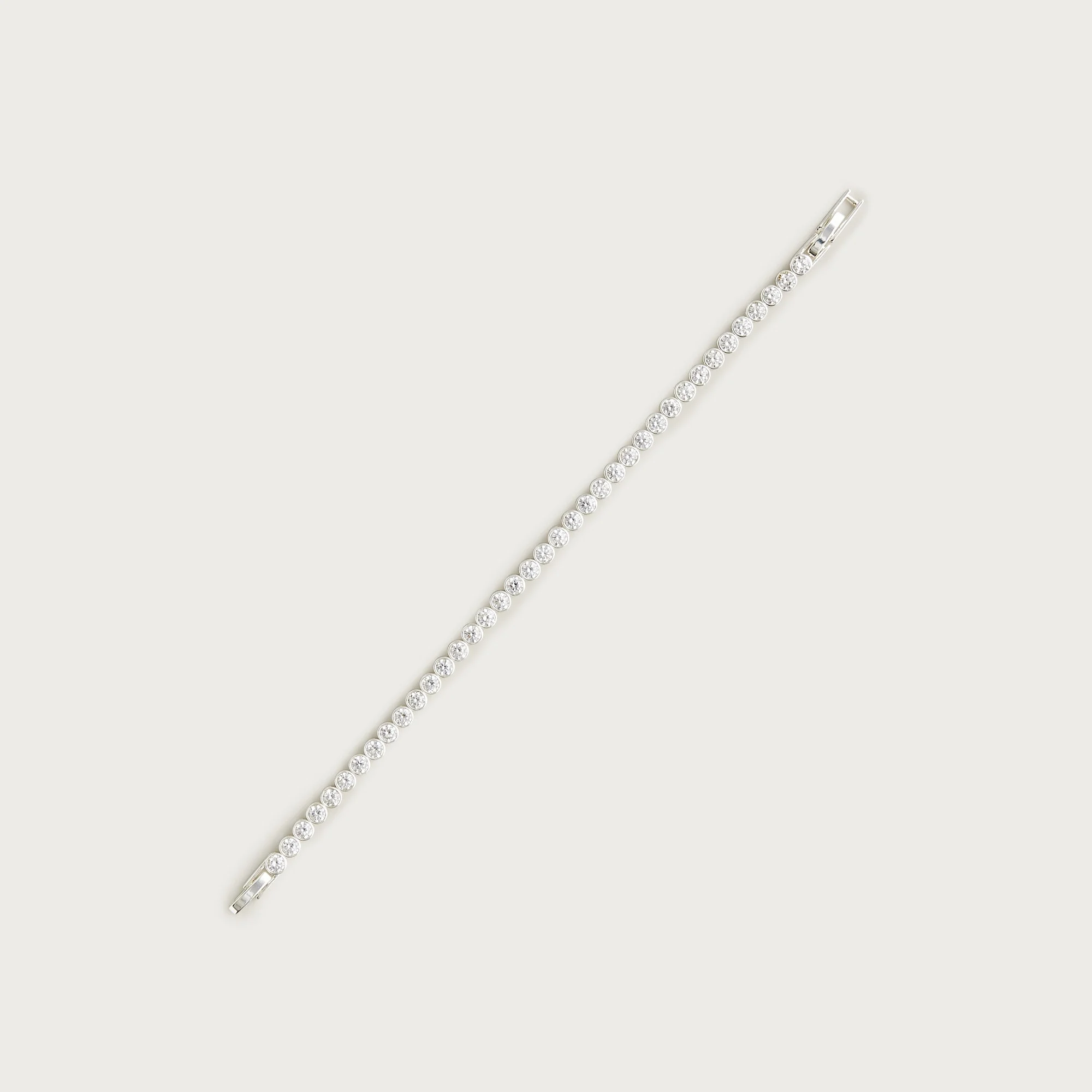 Round cubic zirconia bezel-set tennis bracelet - 1
