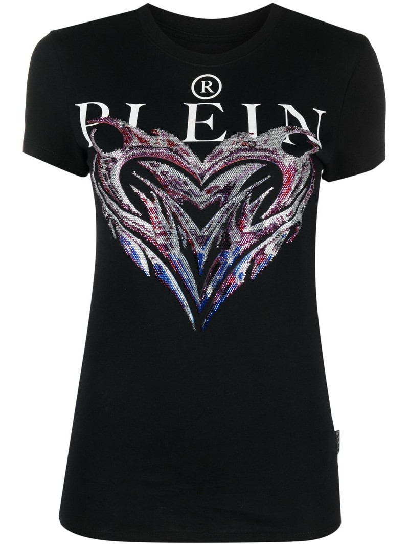 crystal-embellished logo-print T-shirt 1