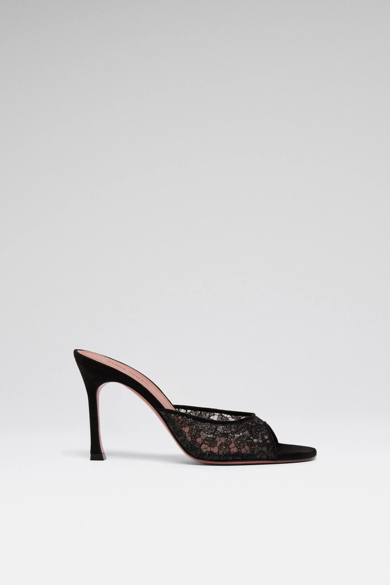 ALEXA LACE SLIPPER 95 SHINY BLACK LACE 1