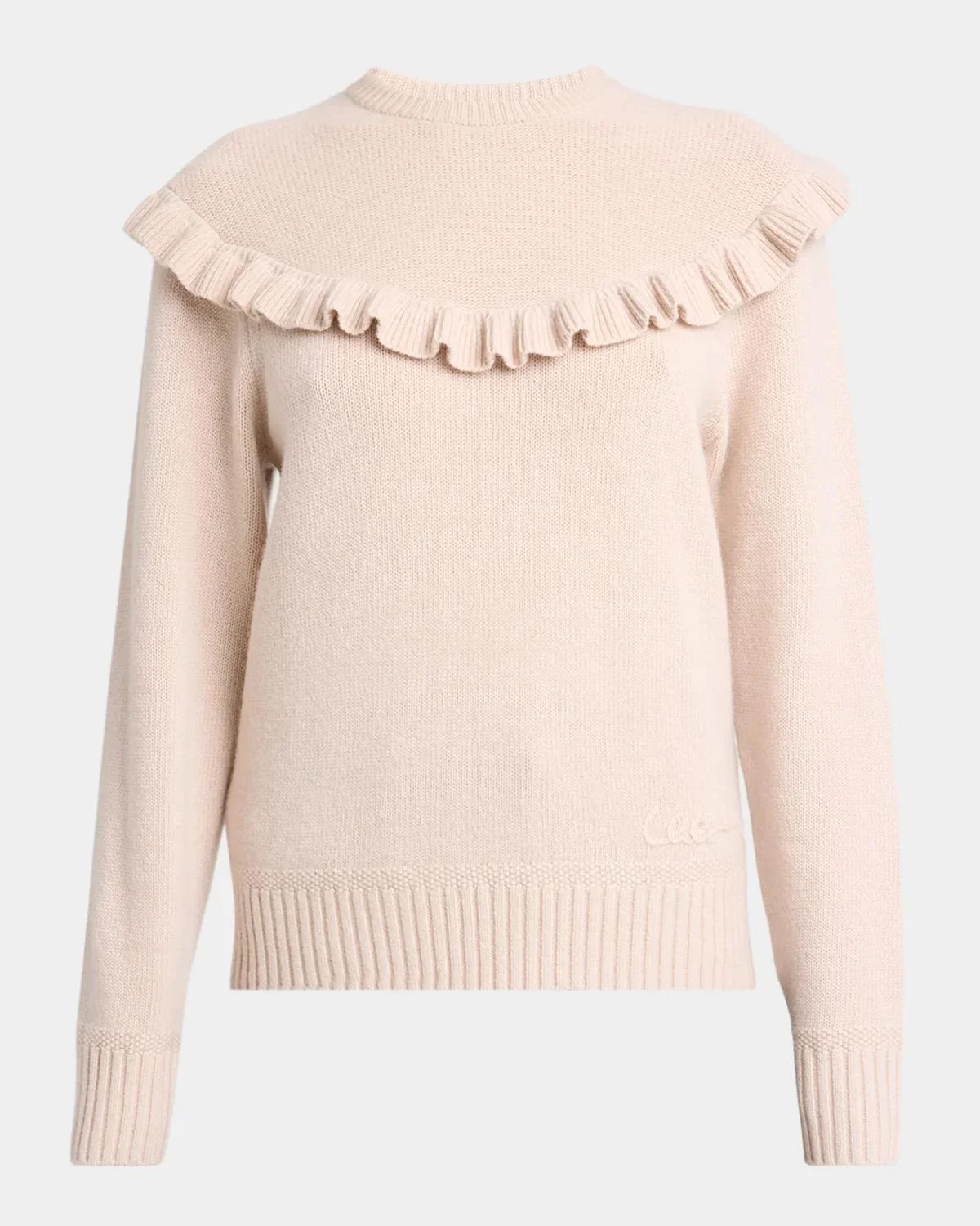 Ruffle-Overlay Wool-Cashmere Sweater - 1