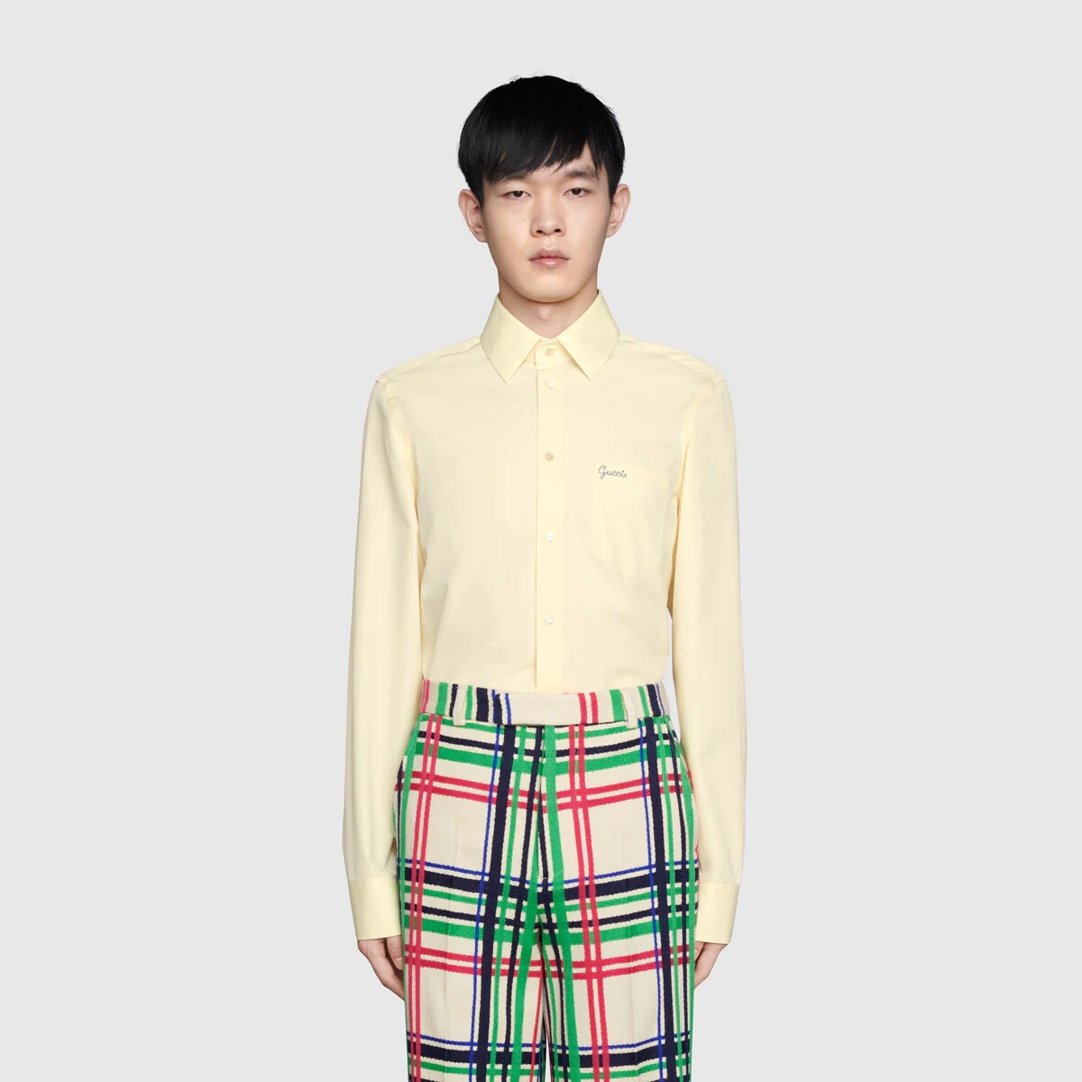 Poplin tailored shirt with Gucci script - 3