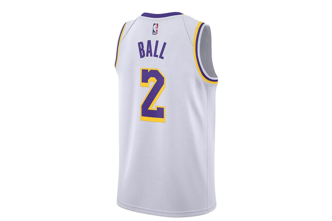 Nike NBA Basketball Jersey/Vest Los Angeles Lakers Lonzo Ball 2 White AA7101-100 - 2