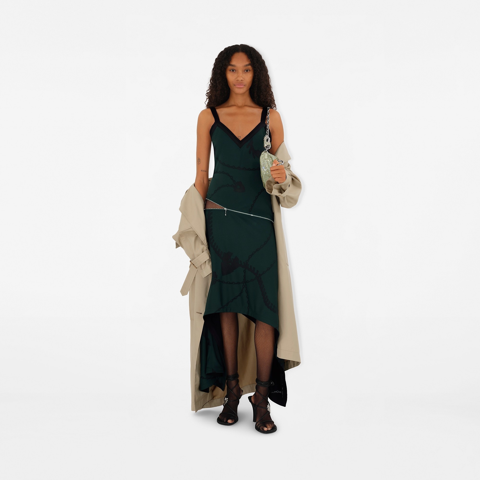 Long Silk Trench Coat - 5