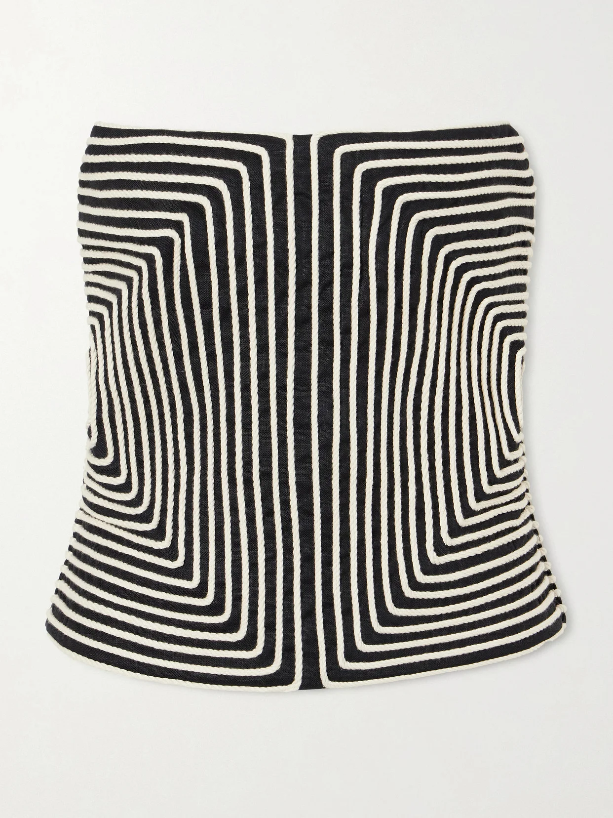 Nyota Alma Embroidered Linen-blend Bustier Top - 1