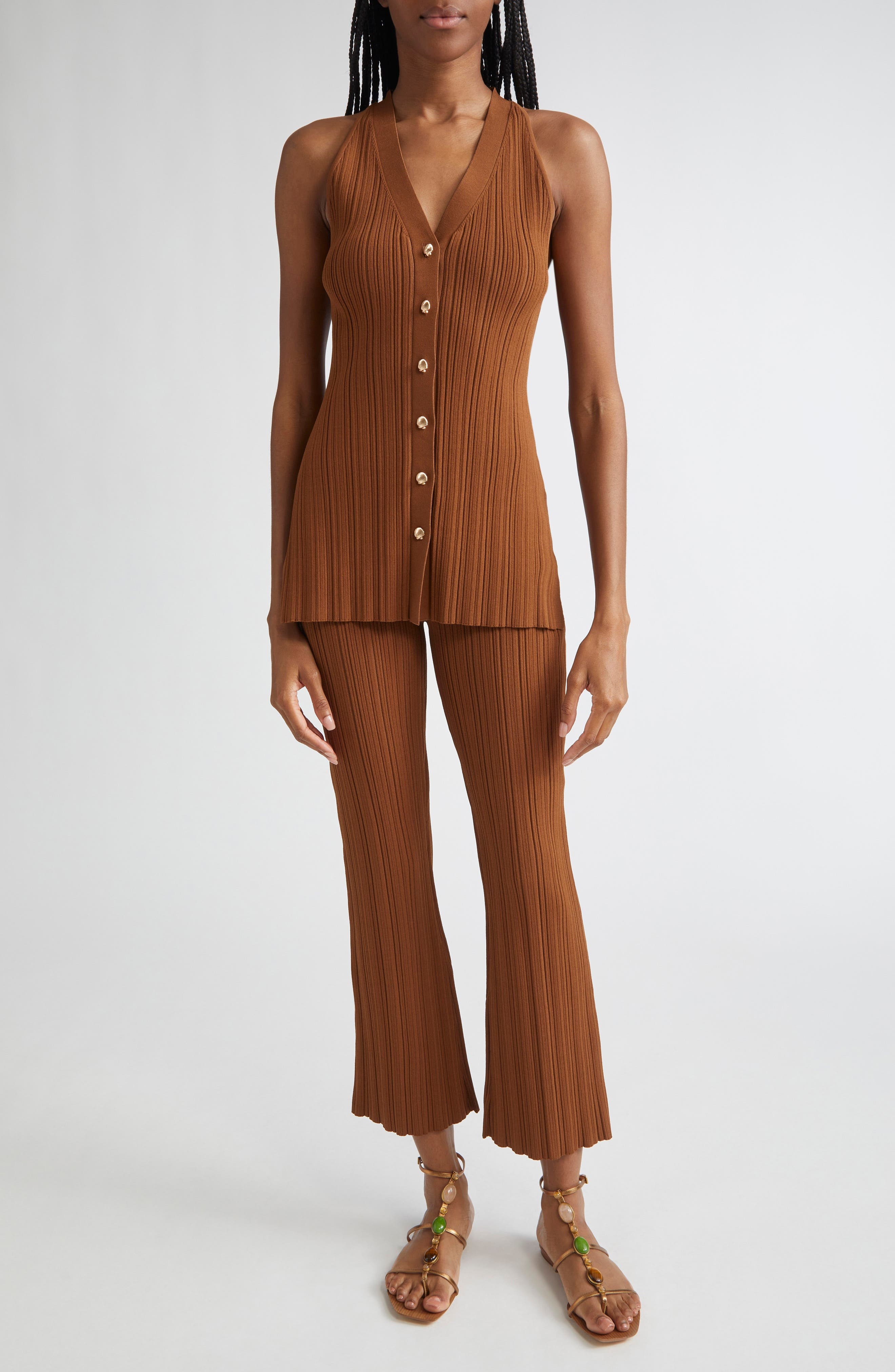 Veronica Beard Dax Variegate Rib Sweater Vest in Dark Whisky at Nordstrom - 2