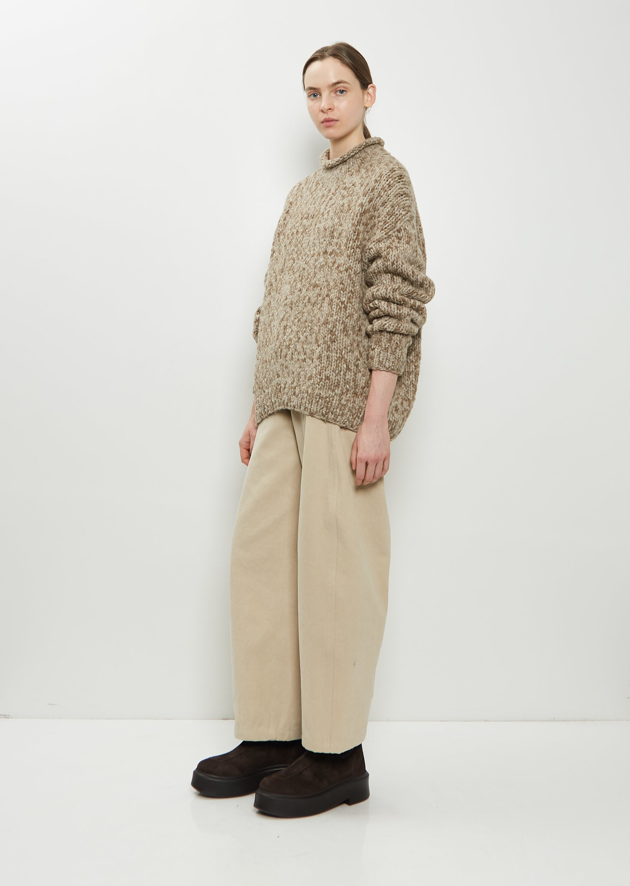 Hand-Knit Alpaca Merino Wool Sweater — Tobacco Paint - 4